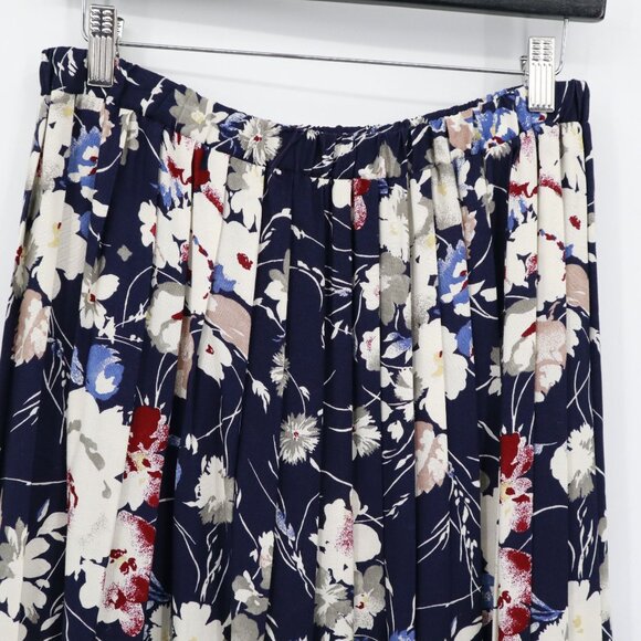 Vintage Floral Midi Skirt Womens 8 Navy Moody Dark Feminine Romantic Bloomcore - Picture 4 of 16